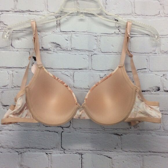 Danskin Intimates Push Up Bra Size 36B Padded Underwire Logo Tan/Brown Marbled - Picture 9 of 9